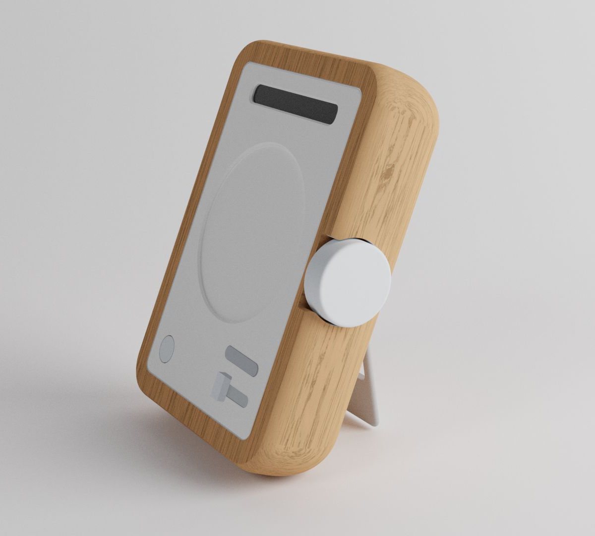 The Meditimer, a small upright wooden meditation timer.